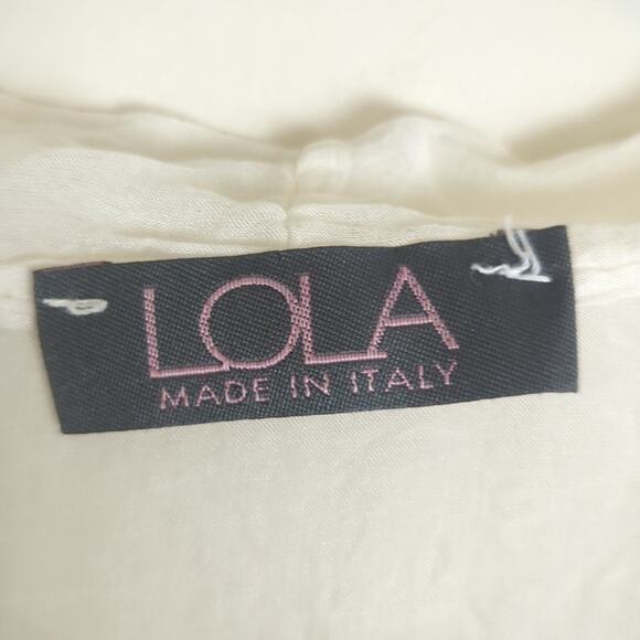 Lola Made in Italy White Butterfly Print Sheer Blouse Size Small - Picture 3 of 12